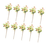 Maxbell 10Pcs Plastic Artificial Plant Fruit Berries Branches Home Cafe Decor Pink