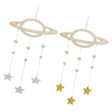 Maxbell 2Pcs Nordic Planet Star Kids Room Nursery Wood Wall Hanging Home Decor
