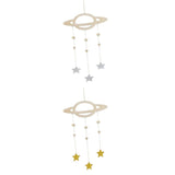Maxbell 2Pcs Nordic Planet Star Kids Room Nursery Wood Wall Hanging Home Decor