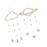 Maxbell 2Pcs Nordic Planet Cloud Raindrop Star Kid Room Wood Wall Hanging Home Decor
