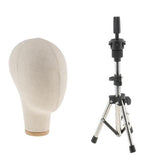 Maxbell Cork Canvas Block Mannequin Model Head Wigs Making Display w/ Tripod Stand