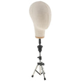 Maxbell Cork Canvas Block Mannequin Model Head Wigs Making Display w/ Tripod Stand
