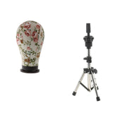 Maxbell 22'' Cork Canvas Block Mannequin Model Head Wigs Making Display Tripod Stand