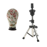 Maxbell 22'' Cork Canvas Block Mannequin Model Head Wigs Making Display Tripod Stand