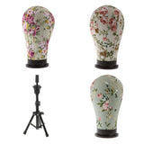 Maxbell Cork Canvas Block Mannequin Model Head Wigs Making Display Tripod Stand Set
