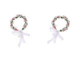 Maxbell 2 Pieces Women's Bridal Flower Hair Wreath Bridesmaid Garland White and Pink