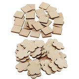 Maxbell Multiple Shape MDF Unfinished Wooden Pieces Blank Plaque DIY Craft 60 Pieces