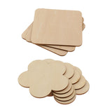 Maxbell Multiple Shape MDF Unfinished Wooden Pieces Blank Plaque Craft 8 Pieces