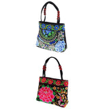 Maxbell 2Pcs Embroidery Travel Shoulder Bag Double Faced Flower Handmade Women Bag