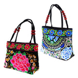 Maxbell 2Pcs Embroidery Travel Shoulder Bag Double Faced Flower Handmade Women Bag