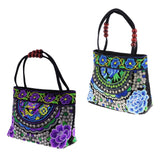 Maxbell 2Pcs Embroidery Travel Shoulder Bag Double Faced Flower Handmade Women Bags