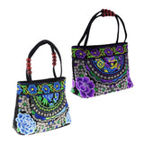 Maxbell 2Pcs Embroidery Travel Shoulder Bag Double Faced Flower Handmade Women Bags