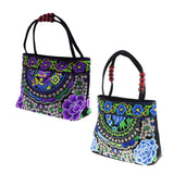 Maxbell 2Pcs Embroidery Travel Shoulder Bag Double Faced Flower Handmade Women Bags