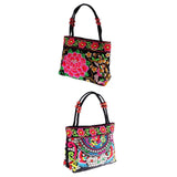 Maxbell 2x Embroidery Travel Shoulder Bag Double Faced Flower Handmade Women Bags