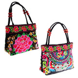 Maxbell 2x Embroidery Travel Shoulder Bag Double Faced Flower Handmade Women Bags