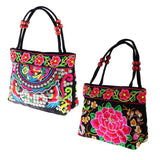 Maxbell 2x Embroidery Travel Shoulder Bag Double Faced Flower Handmade Women Bags