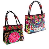Maxbell 2x Embroidery Travel Shoulder Bag Double Faced Flower Handmade Women Bags