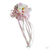 Maxbell 2pcs Artificial Ribbon Flowers Wedding Car Mirror Door Handles Decor Pink