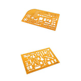 Maxbell 2PCS Plastic Drawing Tools Multipurpose Mathematics Stencil Template Ruler