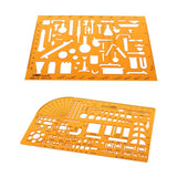Maxbell 2PCS Plastic Drawing Tools Multipurpose Mathematics Stencil Template Ruler