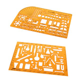 Maxbell 2PCS Plastic Drawing Tools Multipurpose Mathematics Stencil Template Ruler