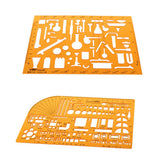 Maxbell 2PCS Plastic Drawing Tools Multipurpose Mathematics Stencil Template Ruler