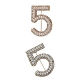 Maxbell 2 Pieces Crystal Rhinestone Imitation Pearls Number 5 Brooch Pin Jewelry