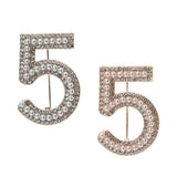 Maxbell 2 Pieces Crystal Rhinestone Imitation Pearls Number 5 Brooch Pin Jewelry