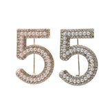 Maxbell 2 Pieces Crystal Rhinestone Imitation Pearls Number 5 Brooch Pin Jewelry