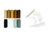 Maxbell 24Pcs/Set Hand Sewing Curved Needles & Threads for Carpet Repair Upholstery