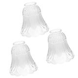 Maxbell 3 Pieces #1 Frosted Glass Ribbed Bell Light Shades Chandelier Lamp Pendant
