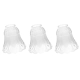Maxbell 3 Pieces #1 Frosted Glass Ribbed Bell Light Shades Chandelier Lamp Pendant