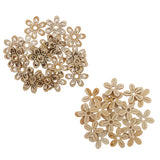 Maxbell 40 Pieces Unfinished Hollow Flower Shape Wooden Pieces Embellishments 35mm
