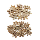 Maxbell 40 Pieces Unfinished Hollow Flower Shape Wooden Pieces Embellishments 35mm