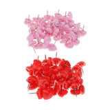 Maxbell 100 Pieces Heart Shape Push Pins Drawing Pins Office Thumbtack Red Pink