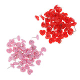 Maxbell 100 Pieces Heart Shape Push Pins Drawing Pins Office Thumbtack Red Pink