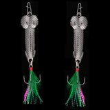 Maxbell 2pcs Spoon Fishing Lure Spinner Bait Metal VIB Hard Sequins Lure Treble Hook