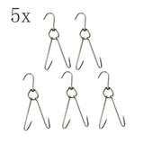 Maxbell 5x Double Hooks Hams Bacon Chicken Meat Hook Hanging Drying Tool 0.35x30cm