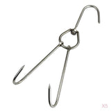 Maxbell 5x Double Hooks Hams Bacon Chicken Meat Hook Hanging Drying Tool 0.35x30cm