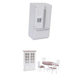 Maxbell 1/12 Dollhouse Miniature Room Furniture Table Chair Cupboard Set & Fridge