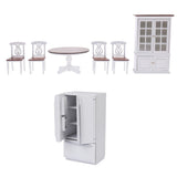 Maxbell 1/12 Dollhouse Miniature Room Furniture Table Chair Cupboard Set & Fridge