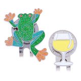 Maxbell 2 Golf Cap Clip Putt Ball Marker for Golf Hat Visor Golfer Gift Winecup Frog