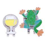 Maxbell 2 Golf Cap Clip Putt Ball Marker for Golf Hat Visor Golfer Gift Winecup Frog