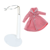 Maxbell Adjustable Doll Stand Display Holder And Pink Plush Coat For Barbie Dolls