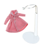 Maxbell Adjustable Doll Stand Display Holder And Pink Plush Coat For Barbie Dolls