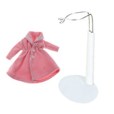 Maxbell Adjustable Doll Stand Display Holder And Pink Plush Coat For Barbie Dolls