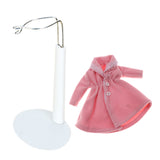 Maxbell Adjustable Doll Stand Display Holder And Pink Plush Coat For Barbie Dolls
