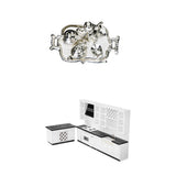 Maxbell White Wooden Kitchen Set And Silver Metal Wine Set For 1/12 Scale Dollhouse
