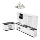 Maxbell White Wooden Kitchen Set And Silver Metal Wine Set For 1/12 Scale Dollhouse