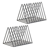 Maxbell 2x Metal Desk Book Holder Modern Minimalist Bookshelf for Home Office Black